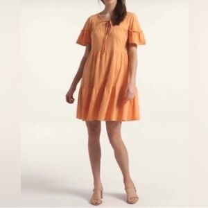 J.Crew Orange Flutter Sleeve V-Neck Mini Dress S